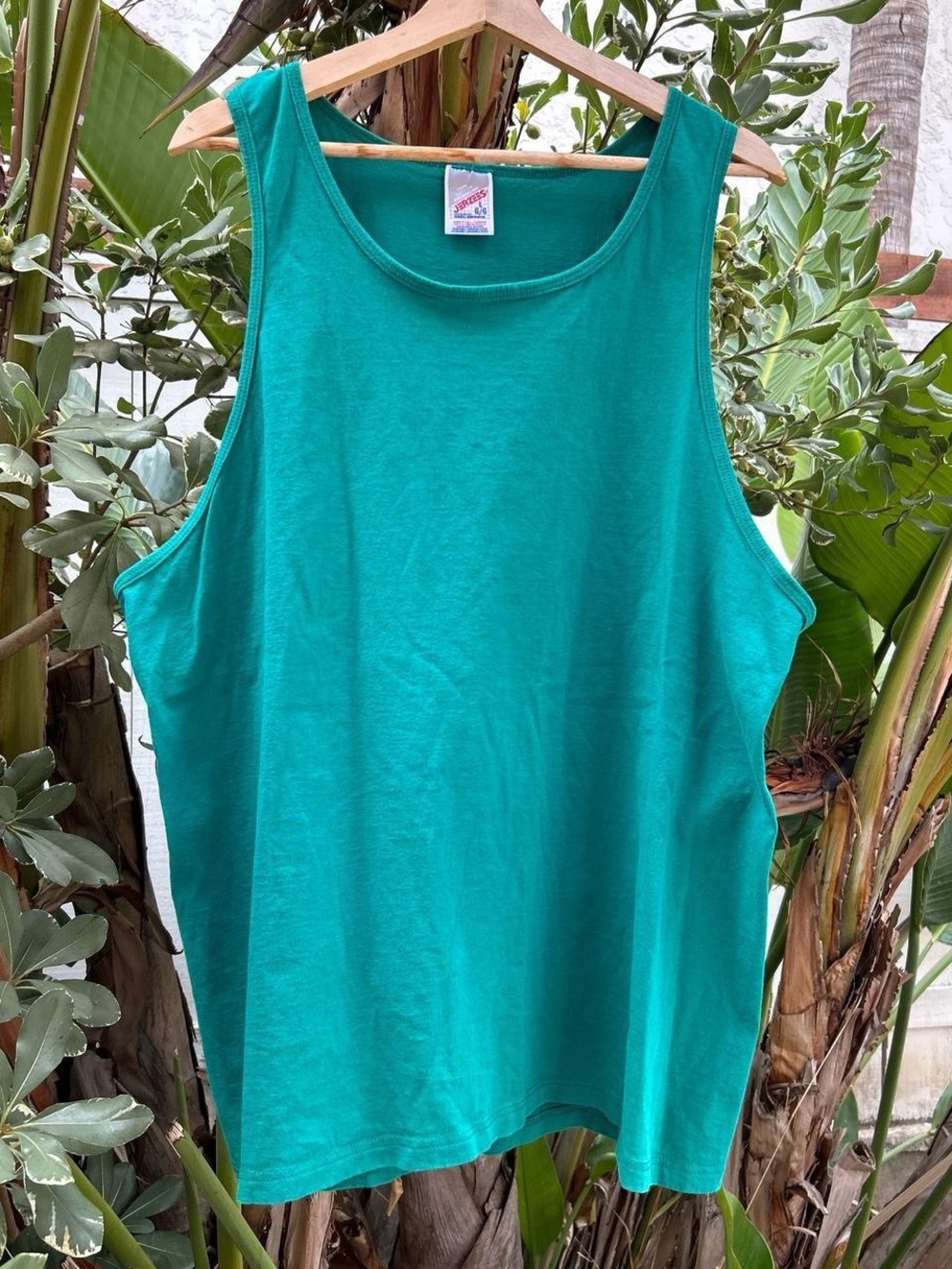 Vintage 90s Jerzees Made USA Green Blank Tank Top Mens Large L